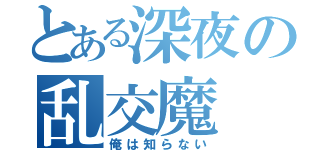 とある深夜の乱交魔（俺は知らない）