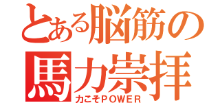 とある脳筋の馬力崇拝（力こそＰＯＷＥＲ）