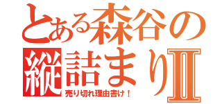 とある森谷の縦詰まりⅡ（売り切れ理由書け！）