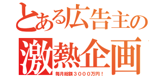 とある広告主の激熱企画（毎月総額３０００万円！）