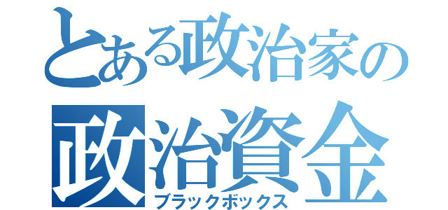 とある政治家の政治資金（ブラックボックス）