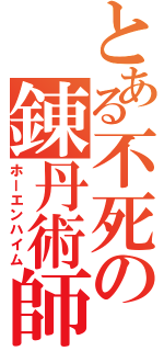 とある不死の錬丹術師（ホーエンハイム）