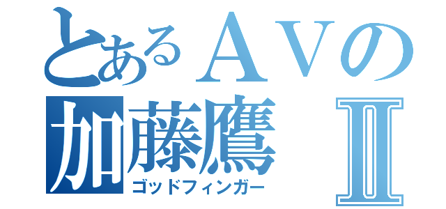 とあるＡＶの加藤鷹Ⅱ（ゴッドフィンガー）