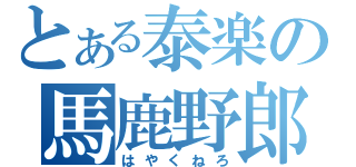 とある泰楽の馬鹿野郎（はやくねろ）