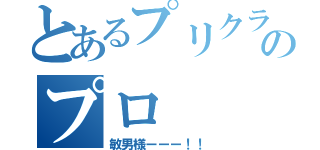 とあるプリクラのプロ（敏男様ーーー！！）