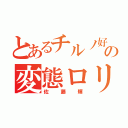 とあるチルノ好きの変態ロリコン（佐藤輝）