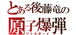 とある後藤竜の原子爆弾（リトルボーイ）