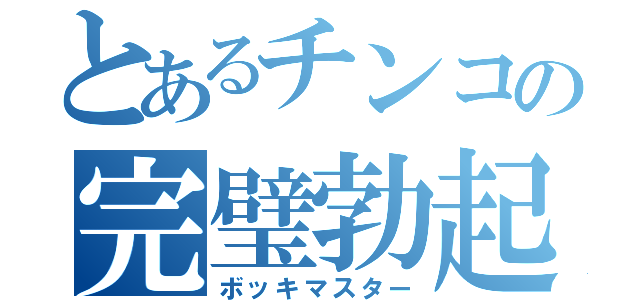 とあるチンコの完璧勃起（ボッキマスター）