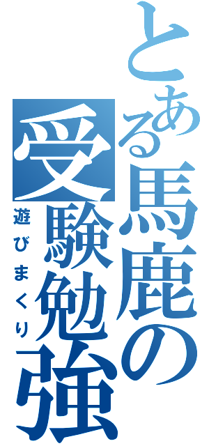 とある馬鹿の受験勉強（遊びまくり）