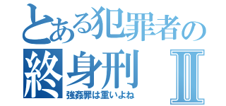 とある犯罪者の終身刑Ⅱ（強姦罪は重いよね）