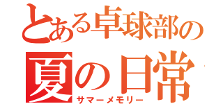 とある卓球部の夏の日常（サマーメモリー）