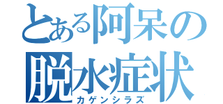 とある阿呆の脱水症状（カゲンシラズ）