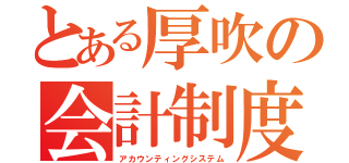 とある厚吹の会計制度（アカウンティングシステム）