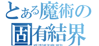 とある魔術の固有結界（ｕｎｌｉｍｉｔｅｄ ｂｒａｄｅ ｗｏｒｋｓ）