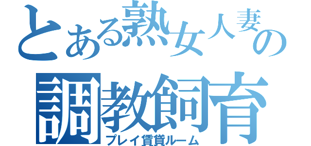 とある熟女人妻の調教飼育（プレイ賃貸ルーム）