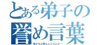 とある弟子の誉め言葉（角が９０度なところとか…）