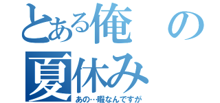 とある俺の夏休み（あの…暇なんですが）