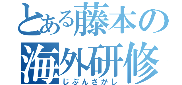 とある藤本の海外研修（じぶんさがし）