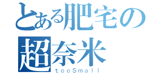 とある肥宅の超奈米屌（ｔｏｏＳｍａｌｌ）