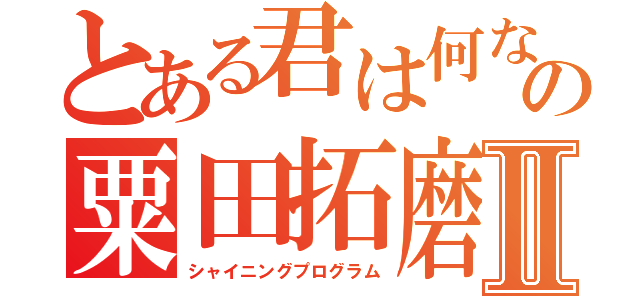 とある君は何なの粟田拓磨Ⅱ（シャイニングプログラム）