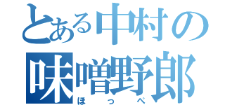 とある中村の味噌野郎（ほっぺ）