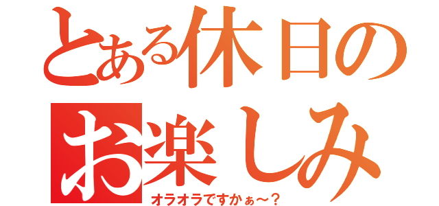 とある休日のお楽しみ（オラオラですかぁ～？）