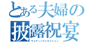 とある夫婦の披露祝宴（ウェディングレセプション）