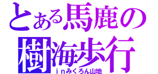 とある馬鹿の樹海歩行（ｉｎみくろん山地）