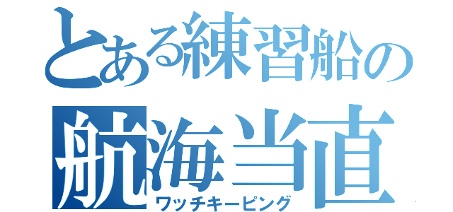 とある練習船の航海当直（ワッチキーピング）