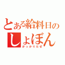 とある給料日のしょぼん（がっかりだぜ）