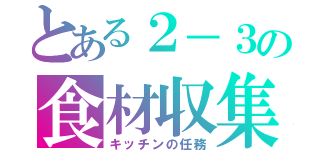 とある２－３の食材収集（キッチンの任務）