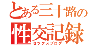 とある三十路の性交記録（セックスブログ）