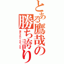 とある鷹哉の勝ち誇り（抜かされヘんかったな）