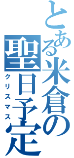 とある米倉の聖日予定（クリスマス）