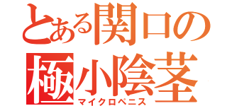 とある関口の極小陰茎（マイクロペニス）