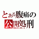 とある腹痛の公開処刑（死ぬかと思った）