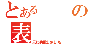 とあるの表（示に失敗しました）