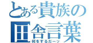 とある貴族の田舎言葉（何をするだーッ）