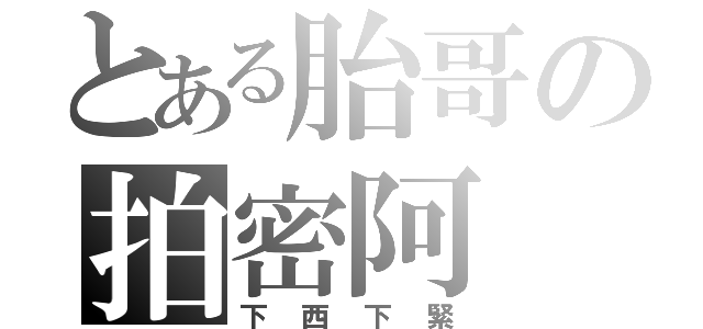 とある胎哥の拍密阿（下西下緊）