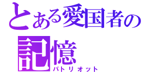 とある愛国者の記憶（パトリオット）