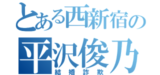 とある西新宿の平沢俊乃（結婚詐欺）