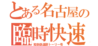 とある名古屋の臨時快速（知多鉄道酢トーリー号）