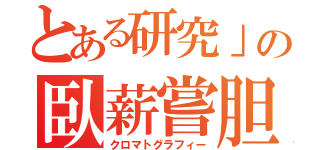 とある研究」の臥薪嘗胆（クロマトグラフィー）