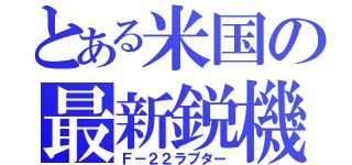 とある米国の最新鋭機（Ｆ－２２ラプター）