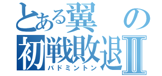 とある翼の初戦敗退Ⅱ（バドミントン）