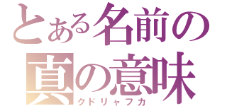 とある名前の真の意味（クドリャフカ）