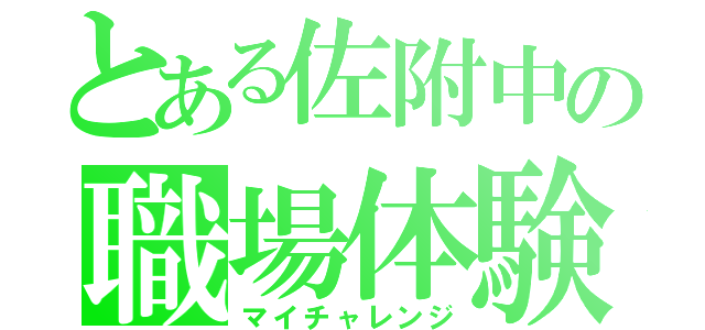 とある佐附中の職場体験（マイチャレンジ）