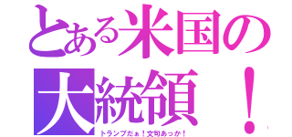 とある米国の大統領！（トランプだぁ！文句あっか！）