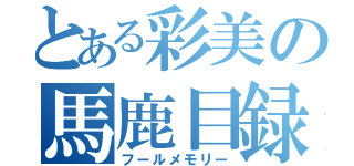 とある彩美の馬鹿目録（フールメモリー）