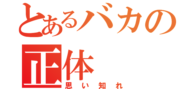 とあるバカの正体（思い知れ）